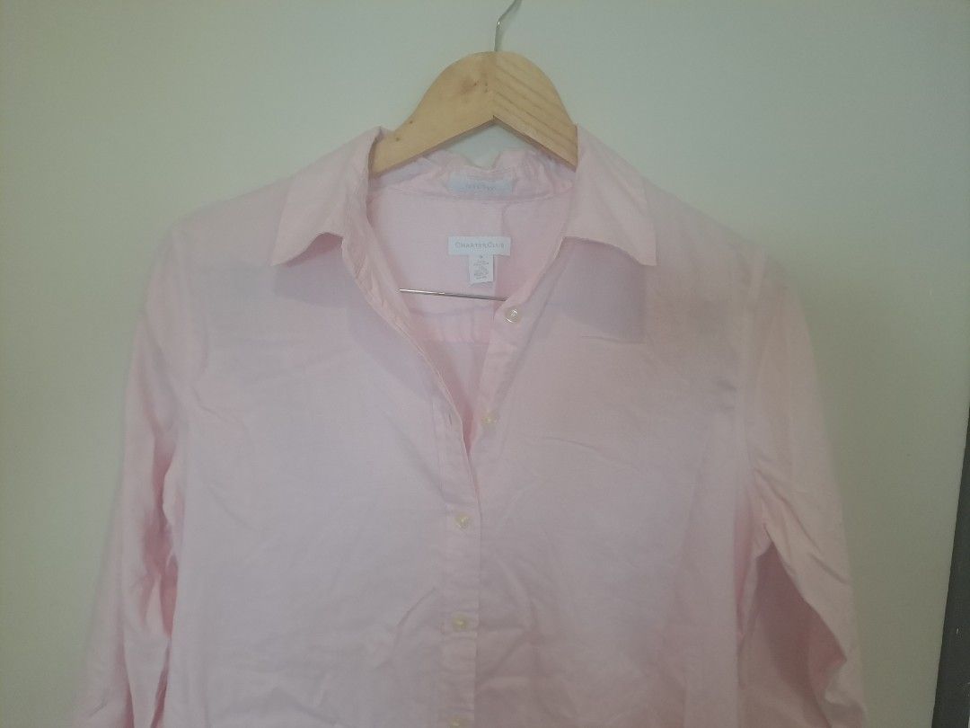 Charter Club Pink longsleve (Category: Longsleeves) located in Manila. Submitted by joanbalde39643 (Listing ID 1464664687, Image 2). Description: This is a classic women's charter club light pink long-sleeve button-down shirt. This type of shirt is a versatile wardrobe staple, usually crafted from lightweight materials like breathable cotton poplin, linen, or oxford cotton, making it excellent for office attire, casual layering, or business casua