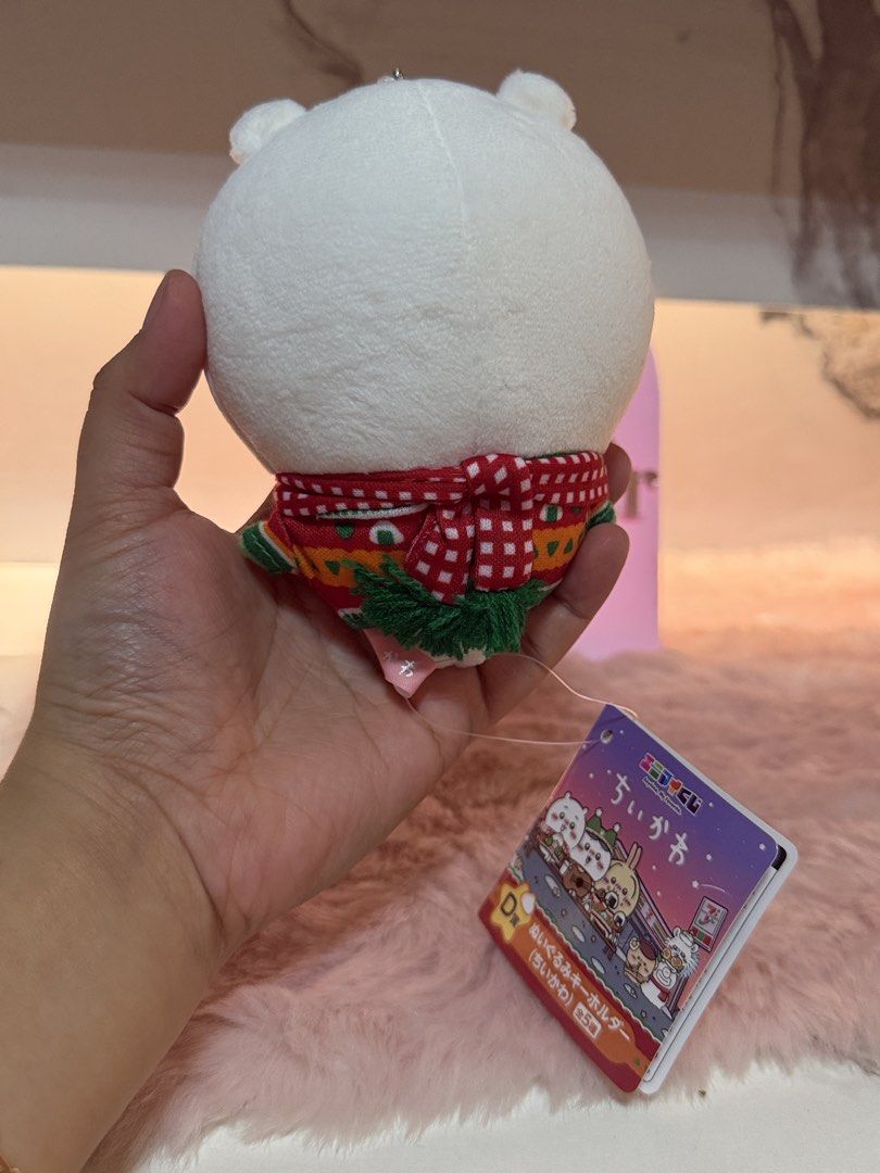 Chiikawa Plush Keychain (Category: Plushies & Soft Toys) located in Quezon City. Submitted by parischanelcollection (Listing ID 1464748281, Image 2). Description: - Authentic Ichiban Kuji Chiikawa plush keychain - Features Chiikawa wearing an adorable red-patterned winter sweater - Brand new with original hang tag attached - Made with ultra-soft, clean white plush material - Equipped with a sturdy metal ball chain for bags or keys - Perfect for c