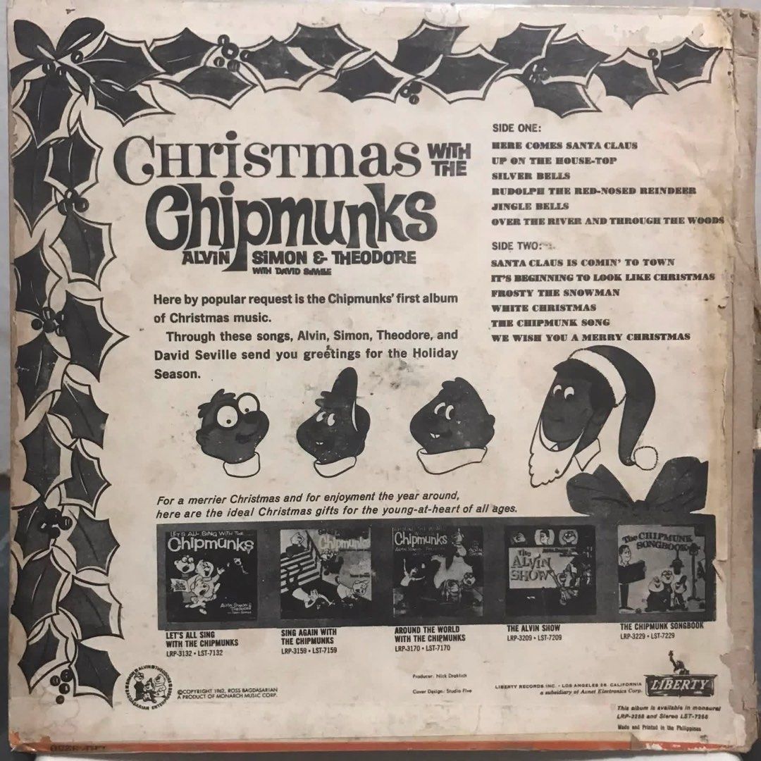 Christmas with The Chipmunks Vol 1 (Category: Vinyls) located in San Francisco. Submitted by holygrailrecordsphils (Listing ID 1464709895, Image 2). Description: ▶️ Alvin & The Chipmunks | Xmas Chipmunks (Vol 1) 🇵🇭 Ph Press 🖼 VG to VG+ 💿 VG+ to VG++ 💵 1190.