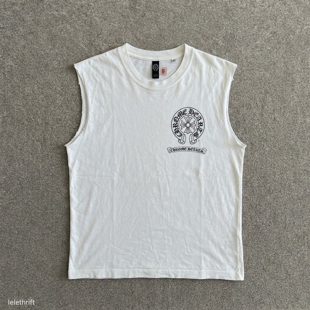 Chrome hearts cut sleeve shirt (Category: Tshirts & Polo Shirts ) located in Batangas. Submitted by lelethrift.com (Listing ID 1464722197, Image 1). Description: Chrome hearts cut sleeve shirt(off) Size: Large No issue 10/10 over all condition complete tags Ready to wear napa laundry na Ready to ship.