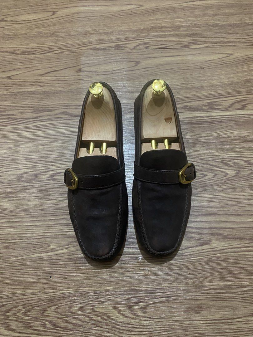 Church's Brown Leather Monk Strap Loafers (Category: Dress Shoes) located in Cebu City. Submitted by exeeell (Listing ID 1464691492, Image 2). Description: - Brand: Church's - Style: Slip-on driver monk strap loafers with gold-tone metal buckles - Color: Rich dark brown leather - Soles: Distinctive textured rubber sole with embossed Church & Co branding - Condition: Normal wear on heels and soles - Inclusions: Wooden shoe trees included.