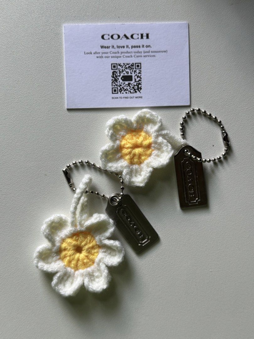Coach Daisy Charm DIY (Category: Luxury Bags & Wallets) located in Lagawe. Submitted by favorsnflavors69115 (Listing ID 1464734341, Image 1). Description: DIY project Daisy crochet + OG silver hangtag 299 each Add sf.