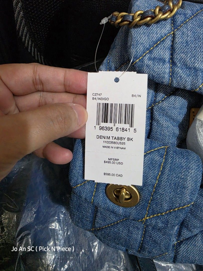 COACH DENIM-QUILTED-TABBY (Category: Backpacks) located in Quezon City. Submitted by joansc (Listing ID 1464748137, Image 2). Description: SOURCED: CANADA 100% ORIGINAL ONLY W/TAG, POLYPLASTIC, CARE CARD, DUST BAG.