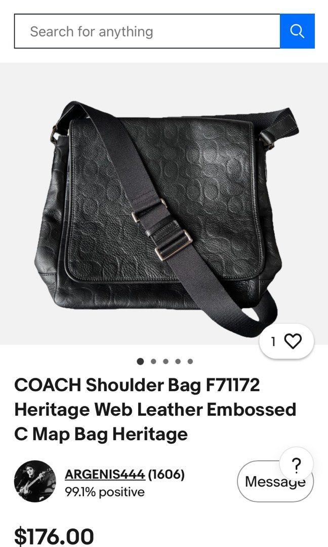 COACH HERRITAGE WEB LEATHER EMBOSSED C SHOULDER BAG (Category: Sling Bags) located in General Mariano Alvarez. Submitted by adonid (Listing ID 1464630769, Image 2). Description: COACH HERRITAGE WEB LEATHER EMBOSSED C SHOULDER BAG GOOD CONDITION NORMAL SIGN OF USAGE ONLY .