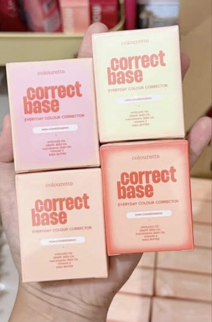 Colourette Correct Base Everyday Colour Corrector (Category: Makeup) located in Manila. Submitted by silentstone_fc1237 (Listing ID 1464649197, Image 1). Description: - Colourette Correct Base: Your everyday color corrector. - Evens out skin tone for a flawless look. - Non-comedogenic formula. - Enriched with nourishing oils: Avocado, Grape Seed, Macadamia Seed. - Infused with Vitamin E and Shea Butter for skin benefits. - Available in multiple s