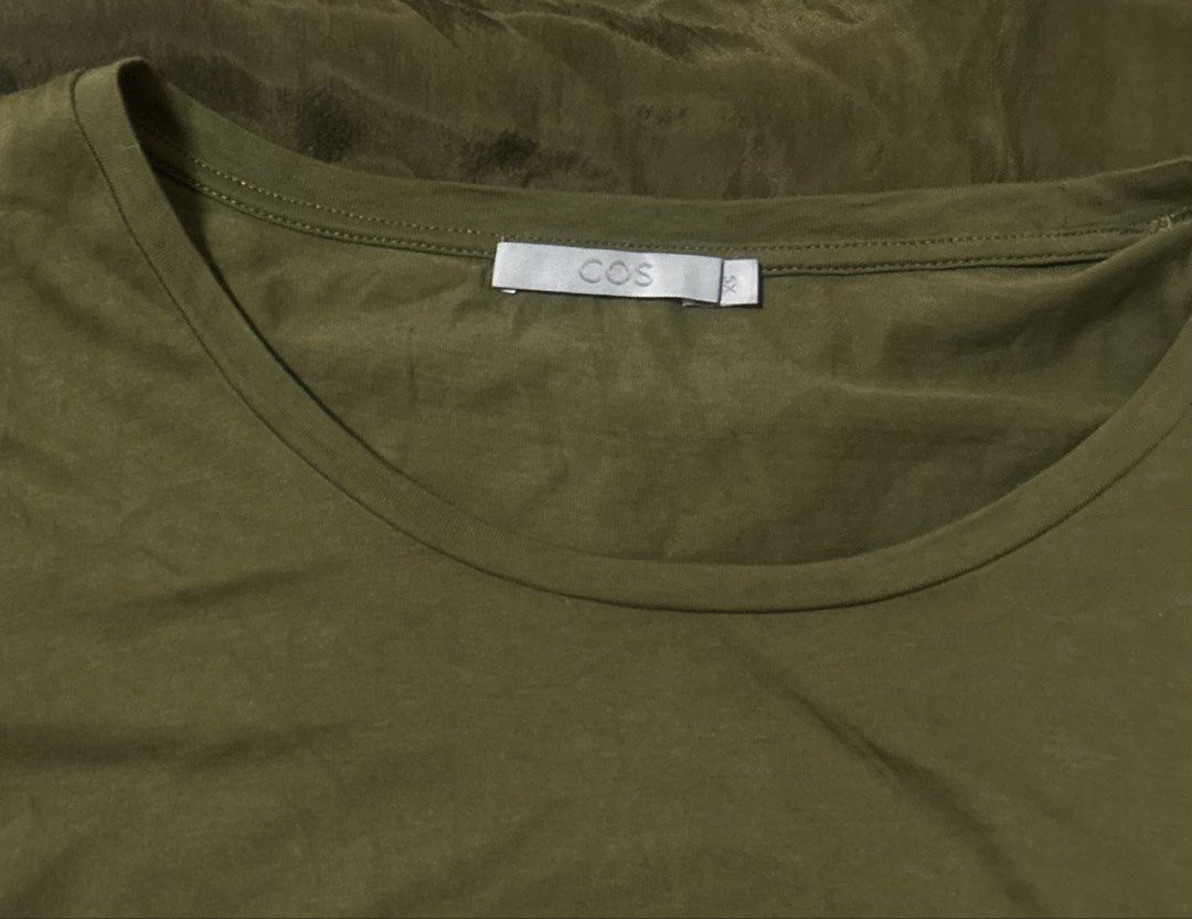 COS (Category: Dresses) located in Davao. Submitted by sart0ria85 (Listing ID 1464605453, Image 3). Description: A dark olive green ensemble dress of 100%COTTON top and 100%SILK skirt Label details are removed. XSMALL. Size 2 EXCELLENT CONDITION (98/100).