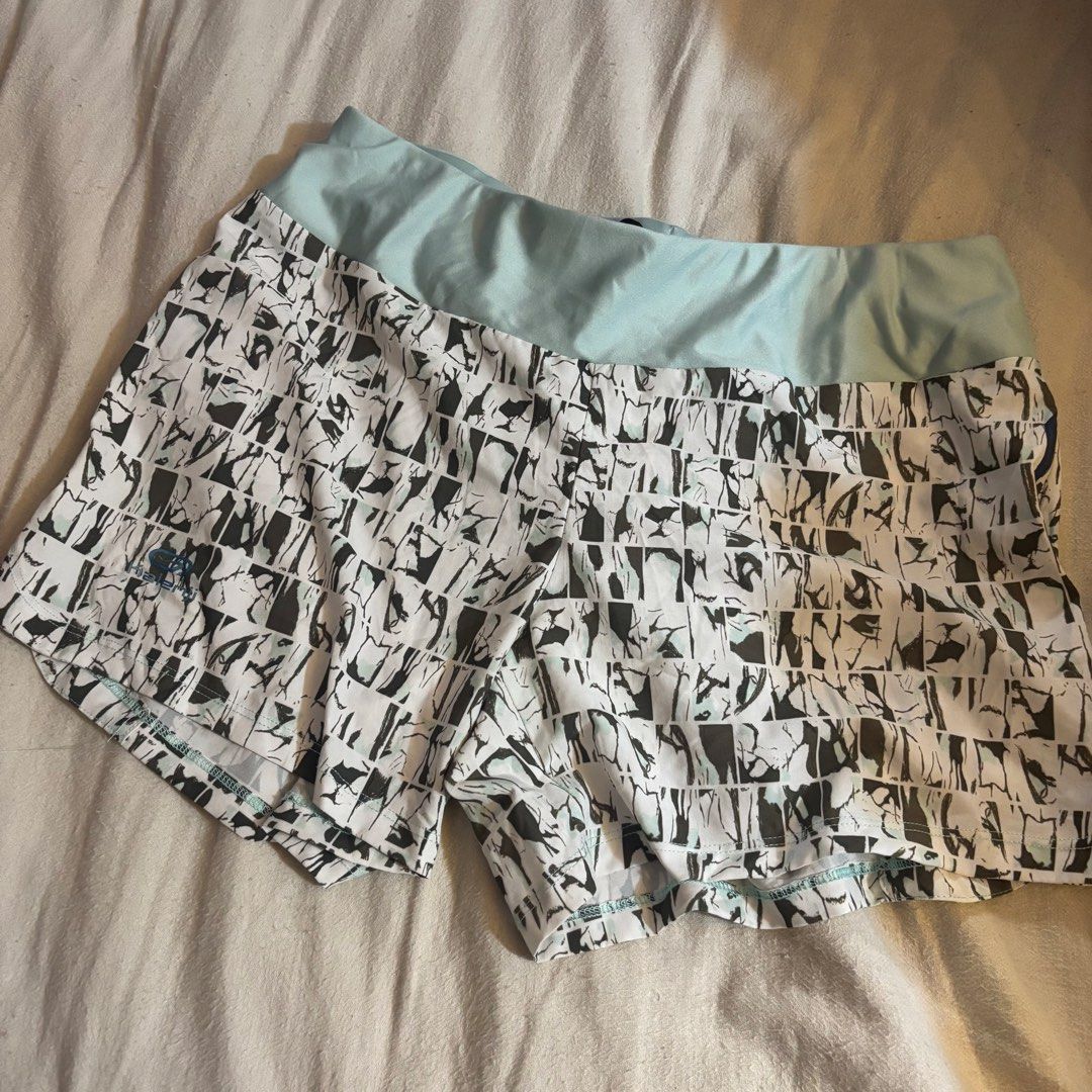 Decathlon Running Shorts - Size S (Category: Activewear) located in Cainta. Submitted by kairus.luckyfind (Listing ID 1464644417, Image 1). Description: - Brand: Decathlon - Color: Light blue and white pattern - Style: Running shorts - Features: Elastic waistband, small zippered pocket at the back - Material: Lightweight and breathable - Size: S - Perfect for: Workouts or casual wear.