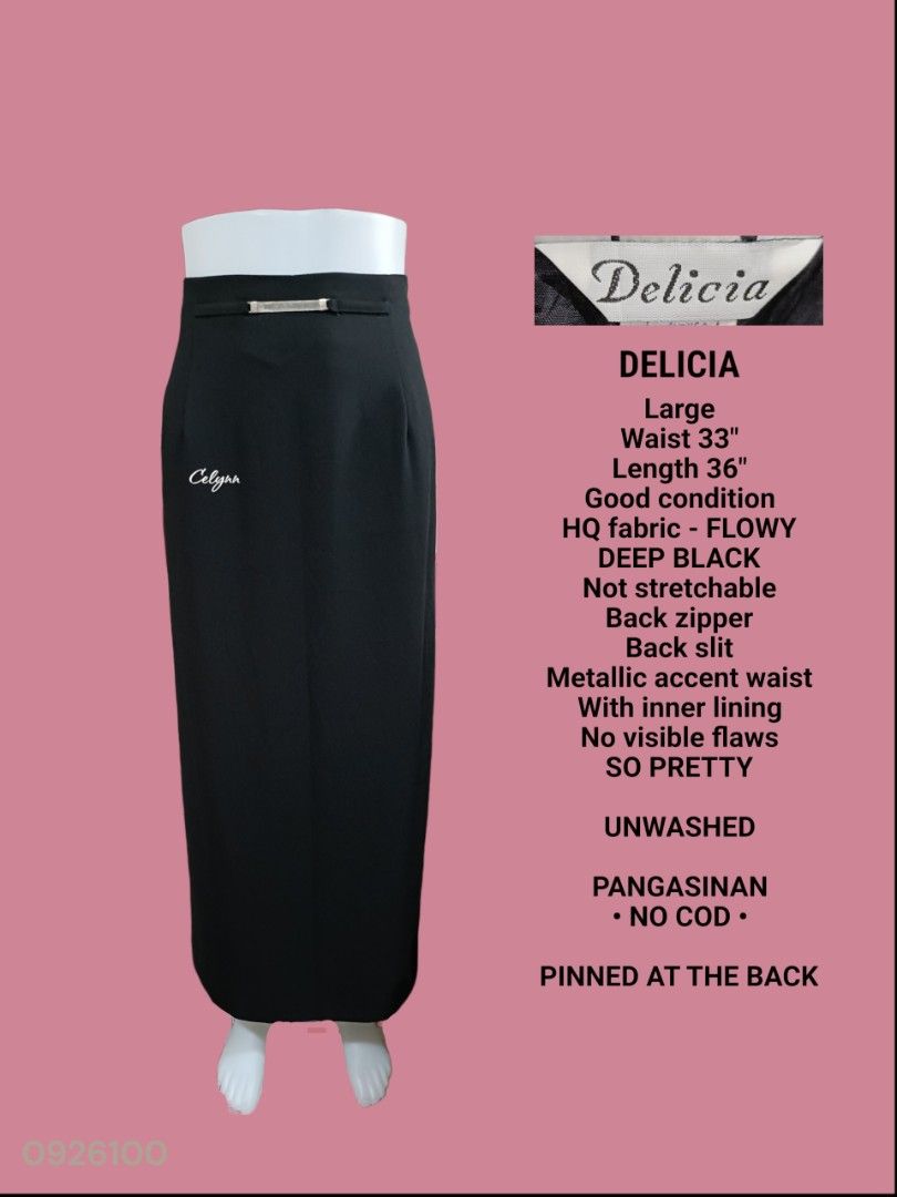 DELICIA Black Flowy Maxi Skirt; Large (Category: Skirts) located in Moncada. Submitted by celynn.collection (Listing ID 1464610380, Image 1). Description: ✅ PLEASE READ BEFORE ASKING! 😊 ----------------------------------------------------- 📍LOCATION: Pangasinan, Luzon ----------------------------------------------------- ✅ Clothes are THRIFTED or PRE-LOVED unless stated brand new. ----------------------------------------------------- Brand: DEL