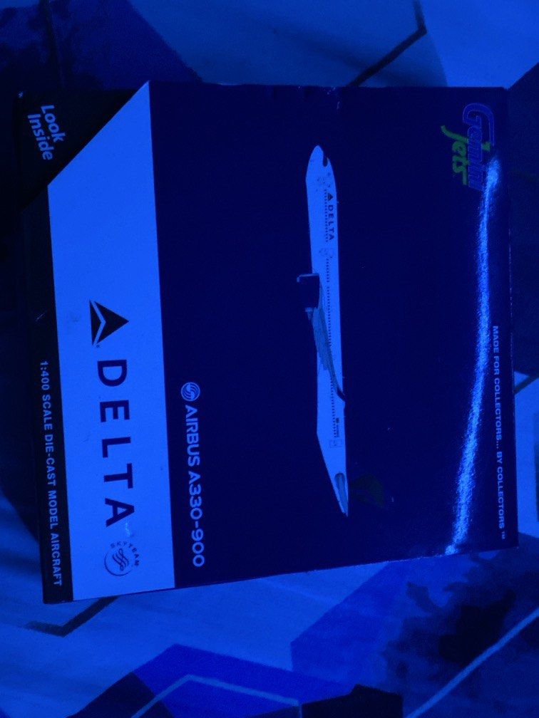 Delta A330-900 (Category: Vehicle & Diecast Models) located in Makati City. Submitted by valkryie_finds (Listing ID 1464738386, Image 1). Description: This diecast model is heavily used Meaning it already has a signs of DAMAGE 🚨missing TCAS 🚨missing back and rear landing gears.