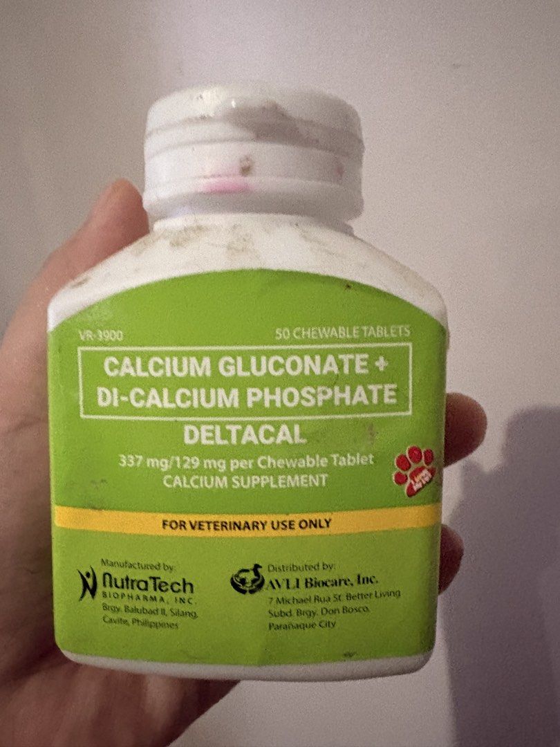 Deltacal Calcium Supplement for Pets - 50 Chewable Tablets (Category: Health & Grooming) located in Cainta. Submitted by declutteringprelovedbyzelle (Listing ID 1464676139, Image 2). Description: 3 bottles deltacal (TAKE ALL) -1 bottle September 2027 expiration -2 bottles March 2028 expiration Bought around 220-240php each. Selling 600 PHP all 3 bottles. LAST PRICE POSTED RFS: My dog no longer needs deltacal. We bought it before as maintenance. H