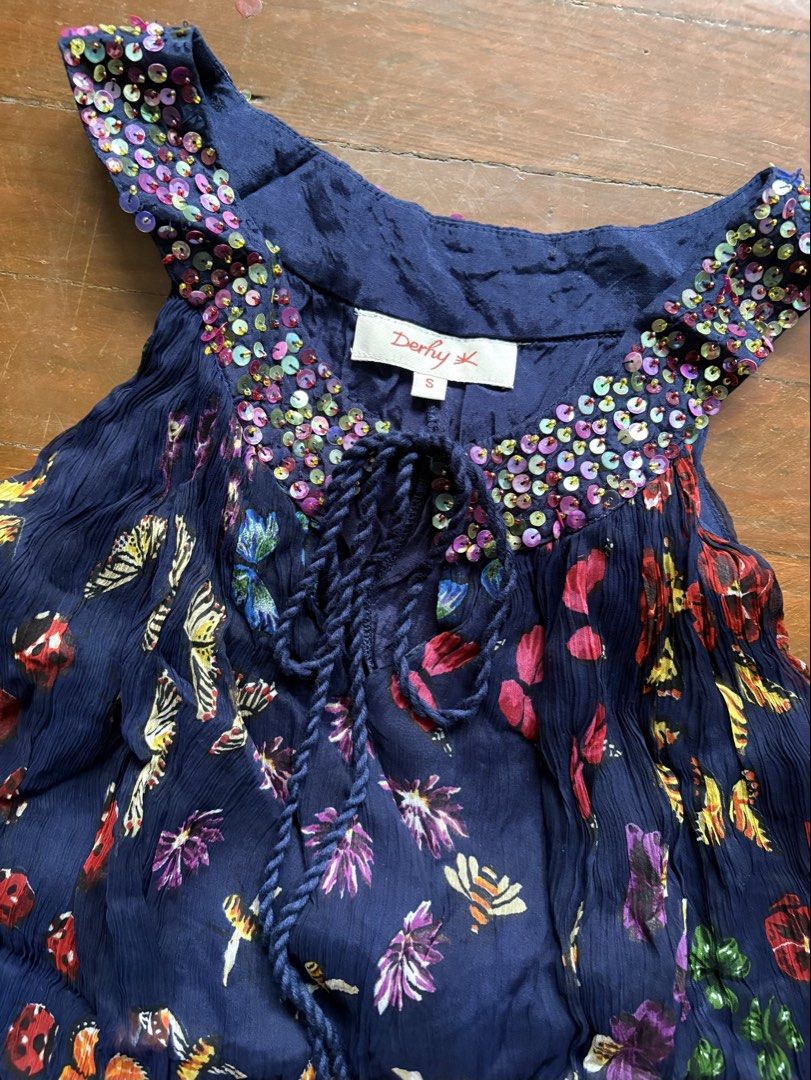 Derhy Silk Beaded Dress (Category: Dresses) located in Manila. Submitted by da.rrel.real (Listing ID 1464580588, Image 2). Description: ⋆˚꩜｡ details ⋆˚꩜｡ size : small on tag issues : none, like new condition color rate : 9.5/10 .✦ ݁˖ rules .✦ ݁˖ * no return / refund / exchange * you ask for more photos if you're SURE BUYER * shipping fee is shouldered by buyers unless stated otherwise (loc: Baguio City) love, darrel 𝜗𝜚⋆₊˚ .