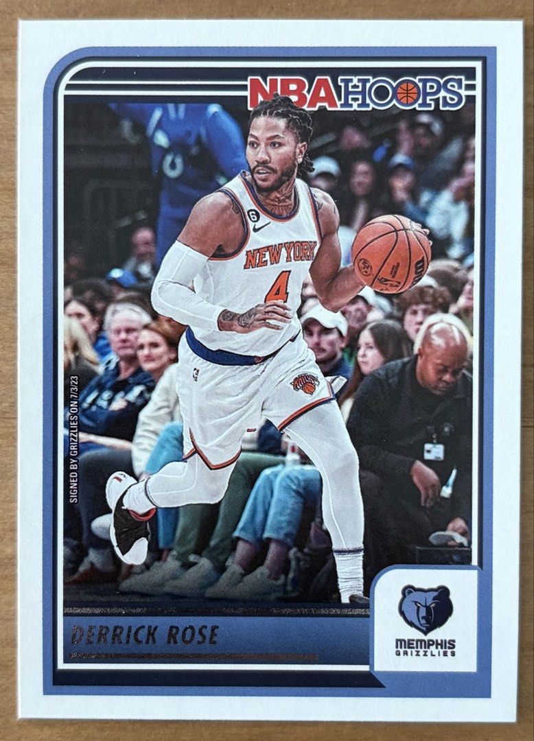 Derrick Rose | NBA Cards ~ Hoops '23 - '24 (Category: Raw Singles) located in Makati City. Submitted by cardlab (Listing ID 1464768437, Image 1). Description: Items are 💯 authentic/original/legit. About The Card: • '23 - '24 NBA Hoops • Card No. 120 FOR: • Cards ₱99 and below with Card Sleeves • Cards ₱100 and up with Used Toploader • ₱10 for Bnew Tops Packaging (If Shipping): ✔️ Plastic cover ✔️ Cardboard ✔️ Bubble wrap NOTE: • Cards are raw • 