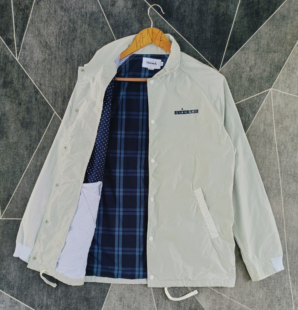 Diamond Coach Jacket (Authentic) (Category: Coats, Jackets and Outerwear) located in Cebu City. Submitted by renzecamingay (Listing ID 1464582178, Image 3). Description: Diamond Coach Jacket Almost New Condition (Issues on the photo) Large on Tag Width 21.5 Length 28 850 Plus ship Only Thank you and GOD bless ☺️.