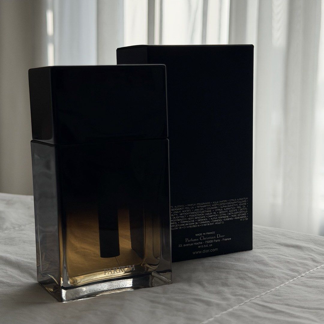 Dior Homme Parfum (Category: Fragrance & Deodorants) located in Mabalacat. Submitted by philscabinet (Listing ID 1464656782, Image 3). Description: Dior Homme Parfum - Volume: 125 ml / 4.2 fl. oz. - Approximately 85-90% remaining, around 105ml-110ml (As seen in photo) - Includes Original Box (No dents) - Key Notes: Tuscan Iris, Leather, Oud, Sandalwood, Ambrette (Musk Mallow), Rose - 100% Authentic, Made in Paris France Price is still negotiable.