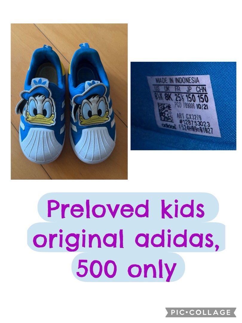 Donald shoes (Category: Babies & Kids Fashion) located in Taguig. Submitted by cherubimnyk (Listing ID 1464659628, Image 1). Description: Original adidas boys shoes. Pls check picture for size. .