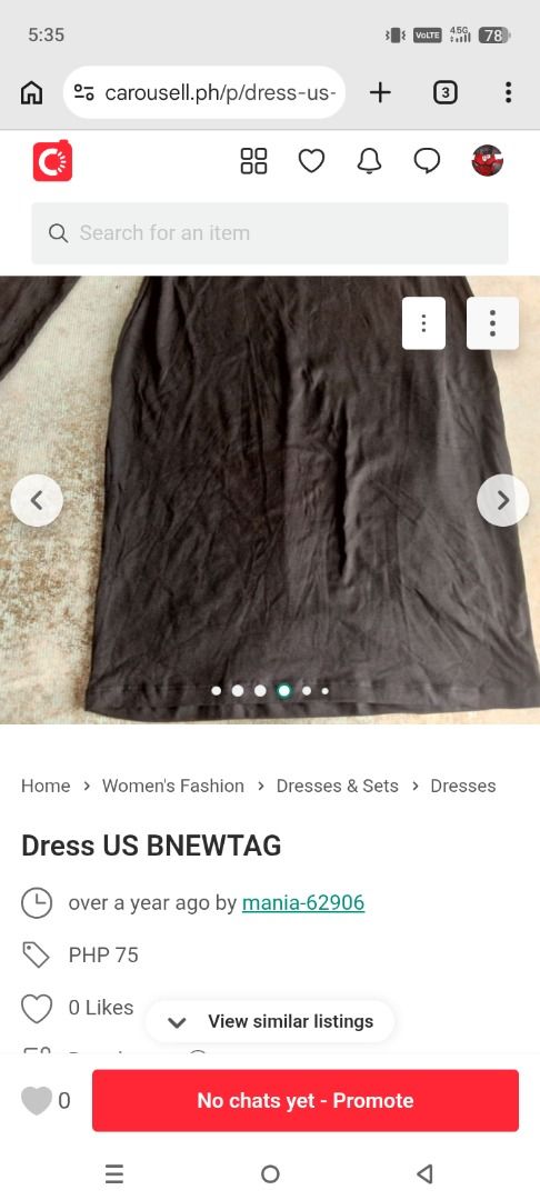 Dress US BNEWTAG (Category: Dresses) located in Los Banos. Submitted by mania-62906 (Listing ID 1464592591, Image 3). Description: BNewtag. US Medium black note two pot holes at the stomach area part of the design.