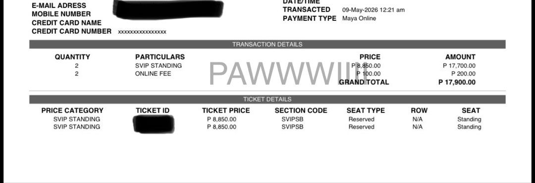⭐️EAS 5SOS | 2 SVIPS B | UNCLAIMED ⭐️ (Category: Events Tickets) located in Manila. Submitted by francheska0316 (Listing ID 1464647005, Image 1). Description: 2 x SVIPS B UNCLAIMED ✅ BELOW SRP (NEGO PRICE) ⭐️⭐️.