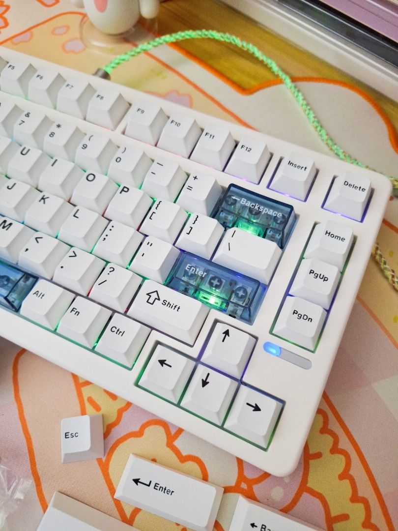 Epomaker HE80 (Category: Computer Keyboard) located in Manila. Submitted by icchan24 (Listing ID 1464743124, Image 3). Description: - Model: Epomaker HE80 75% Wired Mechanical Keyboard - Color: White - Switches: Hall effect analog switches (includes 3 extra switches) - Customization: Clear keycaps on Esc, Backspace, and Enter keys - Lighting: Fully functional RGB backlighting - Inclusions: Original box, braided USB-C cable, keycap and switch pull