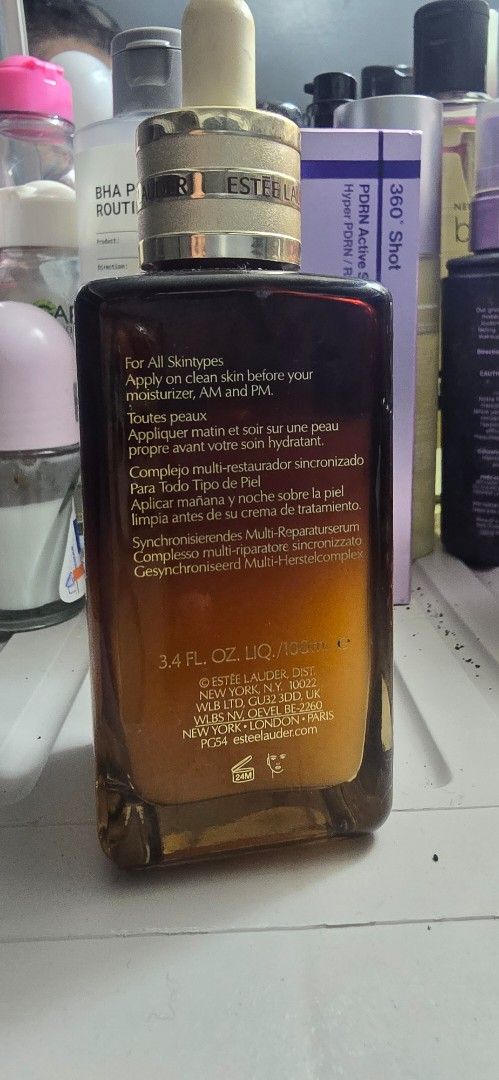 Estée Lauder Advanced Night Repair (Category: Face Care) located in Manila. Submitted by chubbychic553 (Listing ID 1464742665, Image 2). Description: -Brand: Estée Lauder Advanced Night Repair Serum -Size: Large 3.4 fl oz / 100ml - Packaging: Iconic brown glass dropper bottle with gold cap - 70% FULL remaining inside PHP 1800 loc tayuman manila.