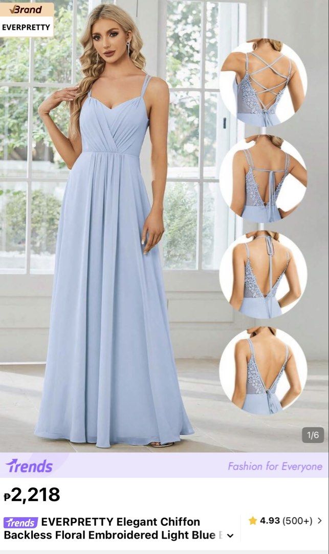 Blue EVERPRETTY Backless Dress from shein (Category: Dresses) located in Marikina City. Submitted by rivervy (Listing ID 1464642045, Image 2). Description: hi! selling my bridesmaid dress. Once lang nagamit. Price is still negotiable. Small to Medium..