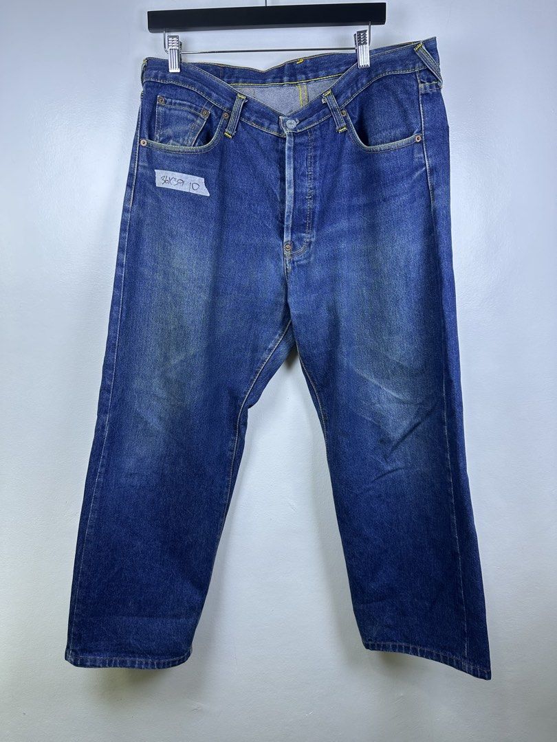 EVISU Jeans Blue Denim Button Fly Seagull Logo (Category: Jeans) located in Manila. Submitted by declutterpromax (Listing ID 1464619296, Image 1). Description: - Brand: Evisu - Style: Classic Blue Denim Jeans - Size: 36x32 - Features: Iconic white seagull logo on back pockets - Closure: Button fly - Condition: Good, ready for a new owner.