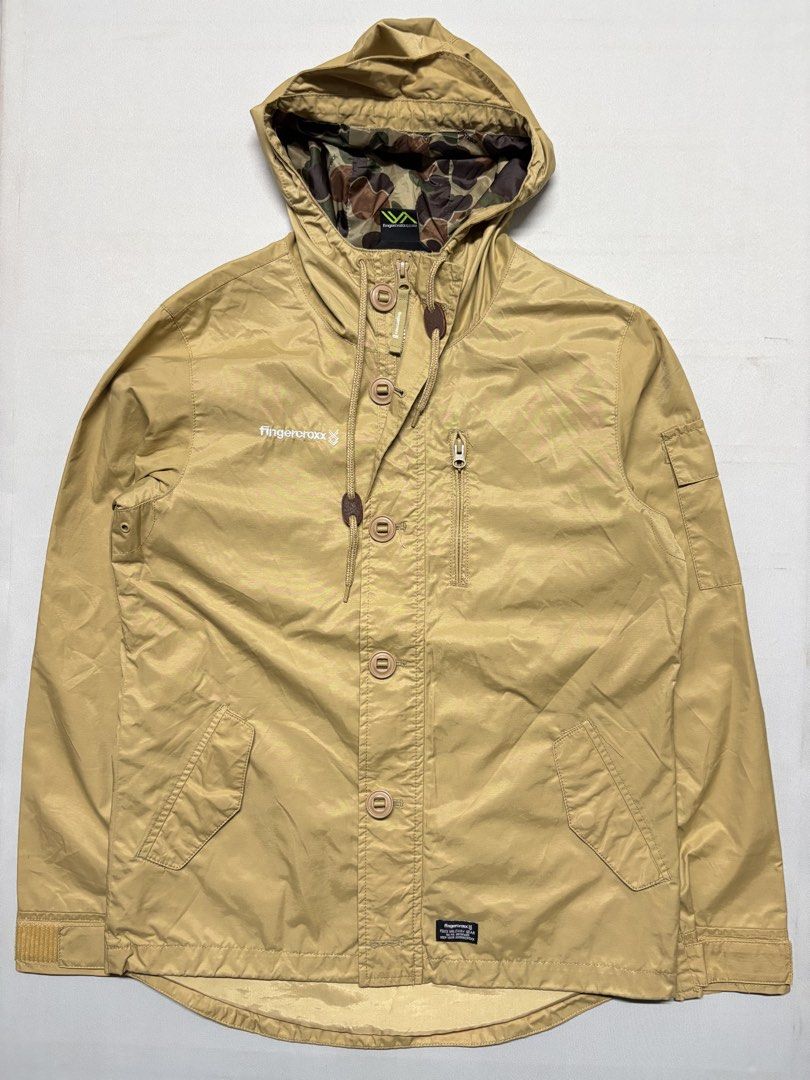 FINGERX Nylon Parka Jacket (Category: Coats, Jackets and Outerwear) located in Baguio. Submitted by viibodegaaa (Listing ID 1464637672, Image 1). Description: Item: FINGERX Nylon Parka Jacket Size: M Width: 21’ Length: 27’ Condition: excellent Issue: missing 1 button Price: 1480 .