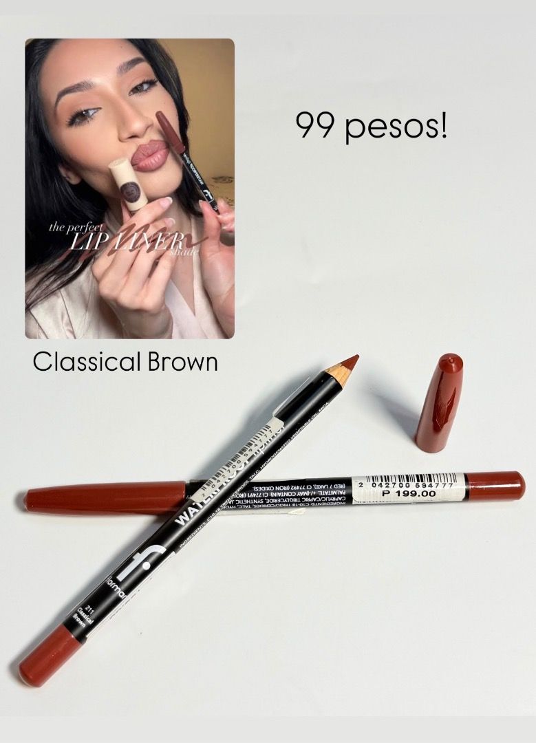 Flormar Waterproof Lip Liner Pencil (Category: Makeup) located in Cebu City. Submitted by kyeshamori24 (Listing ID 1464720328, Image 1). Description: - Product: Flormar Waterproof Lip Liner Pencil - Available Shades: Classical Brown, Pure Rose, Natural, Elegant Bordeaux - Formula: Creamy texture, smooth application, long-lasting, and smudge-proof - Price: ₱99.00 each (Original Retail Price: ₱199.00) - Best for: Everyday makeup looks and effortles