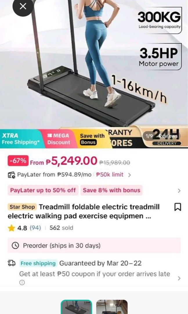 Foldable treadmill (Category: Announcements) located in Quezon City. Submitted by Mayas_Warehouse (Listing ID 1464589068, Image 1). Description: my daughter use it 5x only..