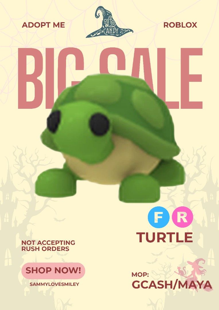 FR Turtle Adopt Me (Category: In-Game Products) located in Iligan City. Submitted by sammylovesmiley (Listing ID 1464719509, Image 1). Description: ☞dm me for fast transaction ☞less than 24hours process ☞only accepting GCASH and MAYA for payment ☆fixed price ☆ No refund after the trade.