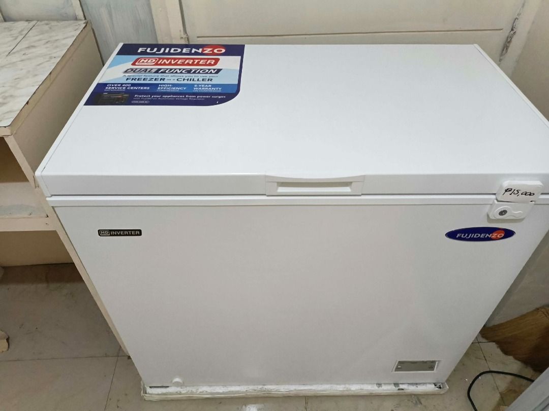 Fujidenzo HD Inverter Dual Function Chest Freezer (Category: Refrigerators and Freezers) located in Pasig City. Submitted by thimromero (Listing ID 1464726246, Image 2). Description: FOR SALE: FUJIDENZO CHEST FREEZER PRICE: 15K (SEMI NEGOTIABLE) USED FOR 7MONTHS SA BUSINESS, GOOD CONDITION! 7.0 cu.ft. HD Inverter Solid Top Chest Freezer HD Inverter Compressor Dual Function Technology (Freezer or Chiller) Electronic Control Galvanized Interior Gla