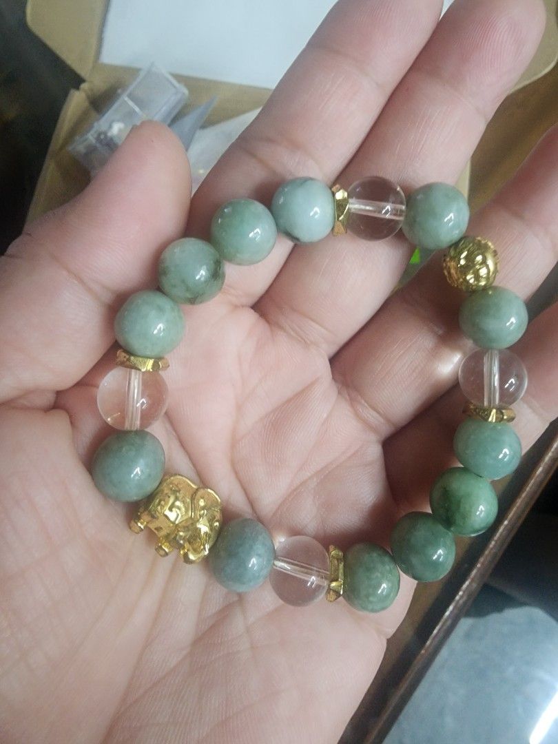 GENUINE JADE BRACELET (Category: Bracelets) located in Manila. Submitted by chrinathalie (Listing ID 1464600449, Image 1). Description: genuine/authentic jade with piyao bought in Gemstone stone in thailand.