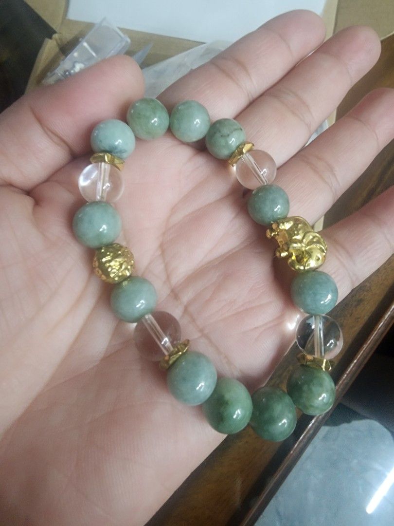 GENUINE JADE BRACELET (Category: Bracelets) located in Manila. Submitted by chrinathalie (Listing ID 1464600449, Image 2). Description: genuine/authentic jade with piyao bought in Gemstone stone in thailand.