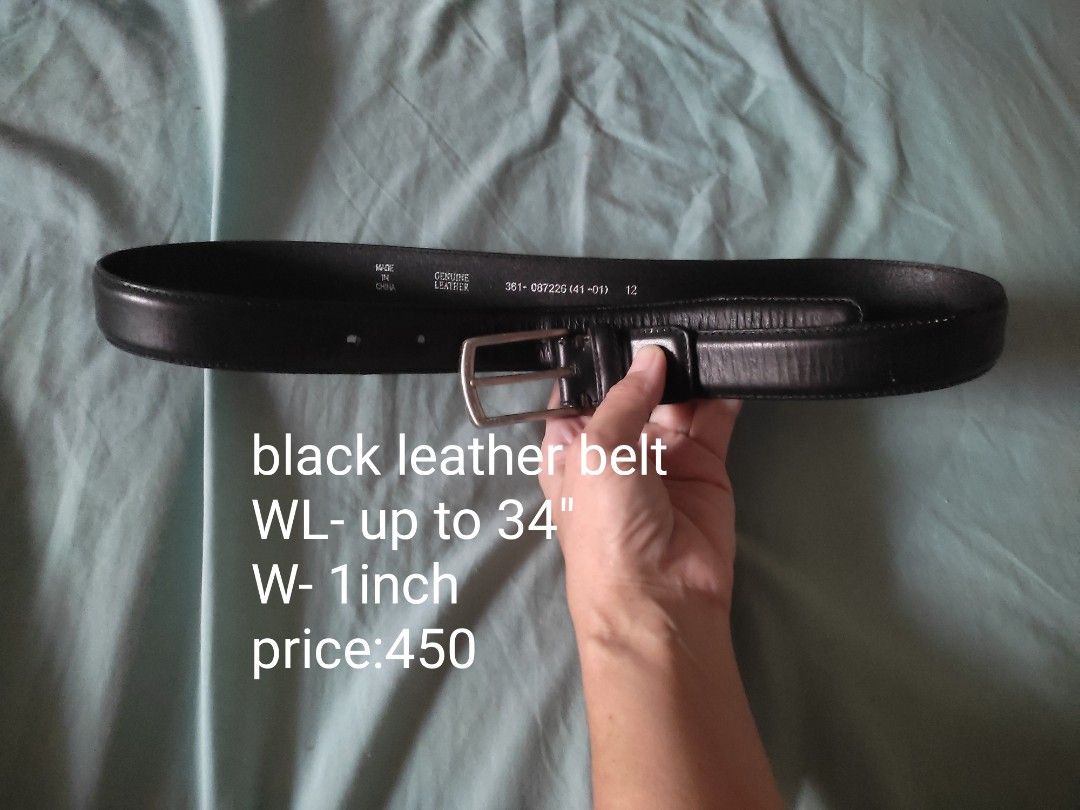 Genuine leather belt 34" (Category: Belts) located in Cainta. Submitted by allauthenticbymj (Listing ID 1463677579, Image 1). Description: leather belt up to 34" genuine leather width 1inch color:black price:450 buyer shoulders sf Courier choices and MOP Gogo express (cod option) LBC (cash on pick up) J&t (gcash or bdo payment) Lalamove for same day delivery Gcash or bdo payment).