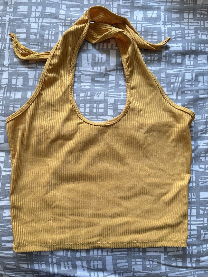 Golden Yellow Tie Top (Category: Others Tops) located in Paranaque City. Submitted by preloveeed890 (Listing ID 1464675760, Image 1). Description: used once.