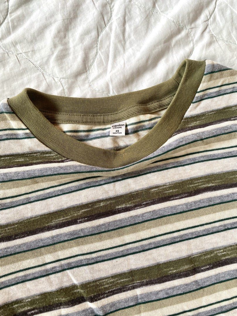 Green Striped Cropped Shirt (Category: Shirts) located in Quezon City. Submitted by viacb (Listing ID 1464671523, Image 2). Description: size xs-s mop: gcash mod: jnt/lalamove *location: quezon city .