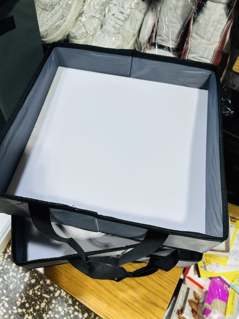 Grey Collapsible Storage Box with Dividers (Category: Storage Boxes & Baskets) located in Manila. Submitted by starbalesukandjapansurplus (Listing ID 1464581552, Image 3). Description: Pwedeng lagayan ng Underwear etc - Set of 3 grey collapsible storage boxes. - 1 large box with lid. - 2 smaller organizers with multiple compartments (great for socks, small items). - Folds flat for easy storage when not in use. - Built-in handles for convenient ca