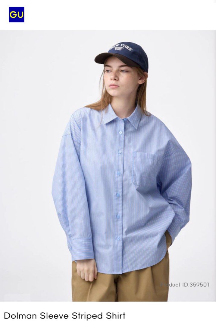 GU Dolman Sleeve Striped Shirt (Category: Longsleeves) located in Pasig City. Submitted by jie1031 (Listing ID 1464579927, Image 2). Description: GU Dolman Sleeve Striped Shirt Code: 231-349667 Size on Tag: Large Width: 19” Length: 24.5 Color: blue and pink stripes Material: 66% Polyester (100% Uses Recycled Polyester Fiber), 34% Cotton ₱ 220 Payment first via bank transfer BPI or BDO or Gcash * Ship via lalamove or JNT * Meet up Megamall during 
