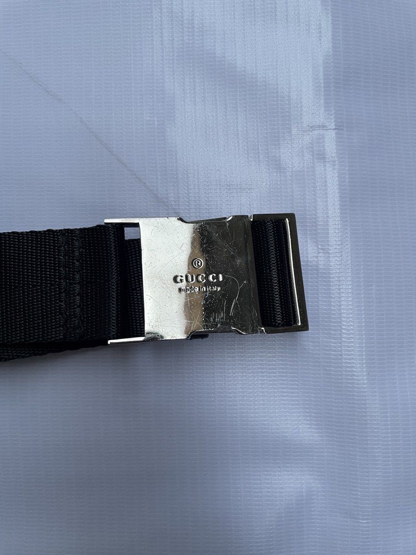 Gucci Canvas Belt Bag (Category: Luxury Bags & Wallets) located in Manila. Submitted by prelovedbyykykyy (Listing ID 1464727872, Image 3). Description: WTS! - Ⓖⓤⓒⓒⓘ Canvas Belt Bag Legit/Authentic Moneyback Guarantee Rank: B ❗️Item and Dust bag only ❗️ Details: Black Canvas signature GG canvas leather trim adjustable waist strap foldover top lobster-claw fastening internal zip-fastening pocket silver-tone hardware - Needs proper bag spa No issues