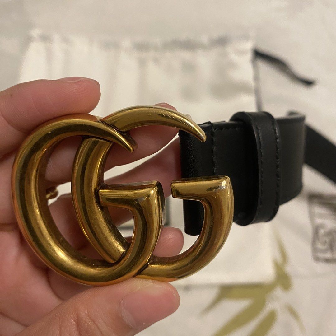 Gucci Marmont Belt (Category: Belts) located in Las Pinas. Submitted by thevallerys (Listing ID 1464686876, Image 3). Description: Authentic Gucci GG Marmont Black Leather Belt Size: 85-34 Color: Black Leather Hardware: Gold GG Buckle Inclusions: Original dust bag Selling as is, lightly used. Price is negotiable.