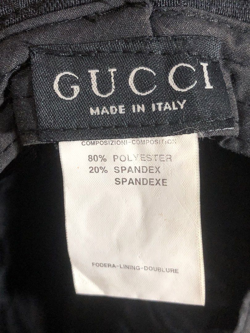 Gucci Monogram Bucket Hat (Category: Coats, Jackets and Outerwear) located in Montevista. Submitted by rdthriftshub (Listing ID 1464656379, Image 2). Description: - Gucci Bucket Hat - All-over GG Monogram Pattern - Signature Green and Red Stripe Band - Gold Buckle Detail - Made in Italy - Material: 80% Polyester, 20% Spandex.