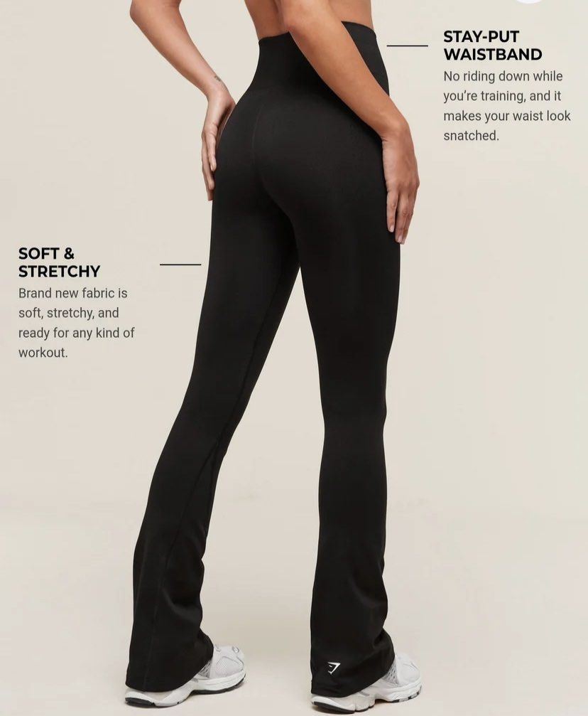 Gymshark Black Flared Leggings (Category: Activewear) located in Mandaluyong City. Submitted by kga11 (Listing ID 1464664488, Image 2). Description: - Brand new Gymshark black flared leggings - Soft and stretchy fabric for comfort - High-waisted design with a secure waistband - Versatile for workouts or casual outfits - Still in original packaging.