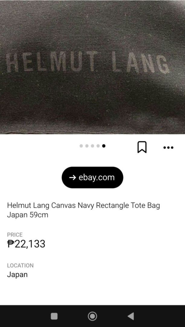 Helmut Lang Black RectangleTote Bag (Category: Tote Bags) located in Bulacan. Submitted by THA_D_THRIFT (Listing ID 1464583485, Image 3). Description: - Authentic Helmut Lang black canvas tote bag - Chic and simple design - Unique cut-out handle detail - Spacious interior, ideal for everyday essentials - Versatile for work, errands, or casual outings 8K OR BEST OFFER.
