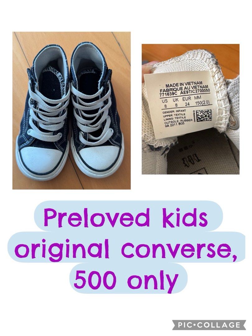High cut boys shoes (Category: Babies & Kids Fashion) located in Taguig. Submitted by cherubimnyk (Listing ID 1464660564, Image 1). Description: Original converse shoes. Velcro opening and closing. Please see pictures for exact size.
