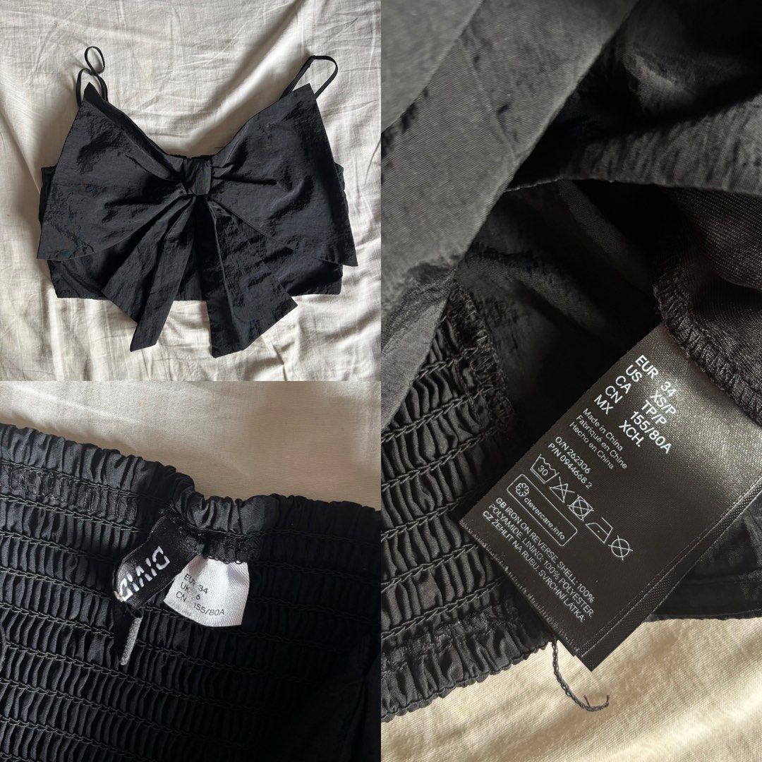 H&M Black Bow Ribbon Crop Top (Category: Sleeveless) located in Binan City. Submitted by mypreloved_haul (Listing ID 1464629181, Image 2). Description: LAST PRICE POSTED! FOR SURE BUYERS ONLY.