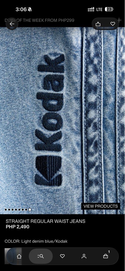 H&M Kodak denim pants (Category: Announcements) located in Caloocan City. Submitted by storm4 (Listing ID 1464594385, Image 3). Description: EURO 34 26 WAIST BNEW WITH TAG RFS : MALAKIN SAKIN 😭.