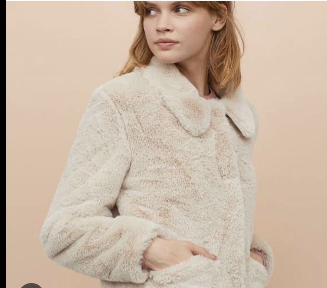 H&M small fur jacket for winter (Category: Coats, Jackets and Outerwear) located in Quezon City. Submitted by cosmicshark.060c70 (Listing ID 1464684559, Image 1). Description: Bought at h&m Used twice Rfs dont like to repeat outfits.