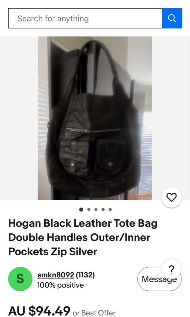 HOGAN BLACK LEATHER TOTE BAG (Category: Tote Bags) located in General Mariano Alvarez. Submitted by adonid (Listing ID 1464593678, Image 2). Description: HOGAN BLACK LEATHER TOTE BAG GOOD CONDITION NORMAL SIGN OF USAGE ONLY.
