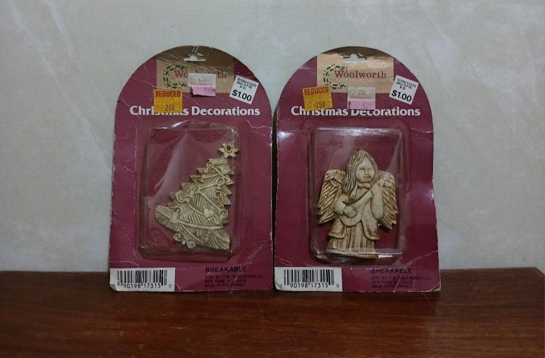 Holiday Icicles & Woolworth Christmas Decorations Set (Category: Vintage Collectibles) located in Bulacan. Submitted by honhonliz (Listing ID 1464686331, Image 3). Description: - Set of 16 Holiday Icicles - Includes 2 Woolworths Christmas Decorations: 1 Tree, 1 Angel - Original Packaging for all items - Ideal for decorating your home, tree, or mantelpiece - Adds sparkle and festive cheer to your holiday decor.