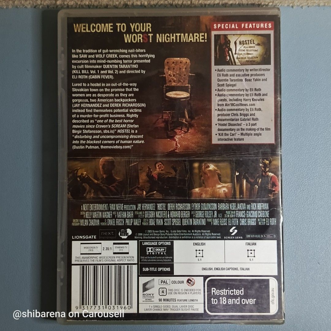 Hostel Uncut Version DVD - Region 4 PAL (Category: CDs & DVDs) located in Cebu City. Submitted by shibarena (Listing ID 1464690903, Image 2). Description: - Hostel Uncut Version DVD - Region 4 PAL (Pre-owned) - Directed by Eli Roth ⚠️ Please ensure your DVD player supports Region 4 (PAL) before purchase..