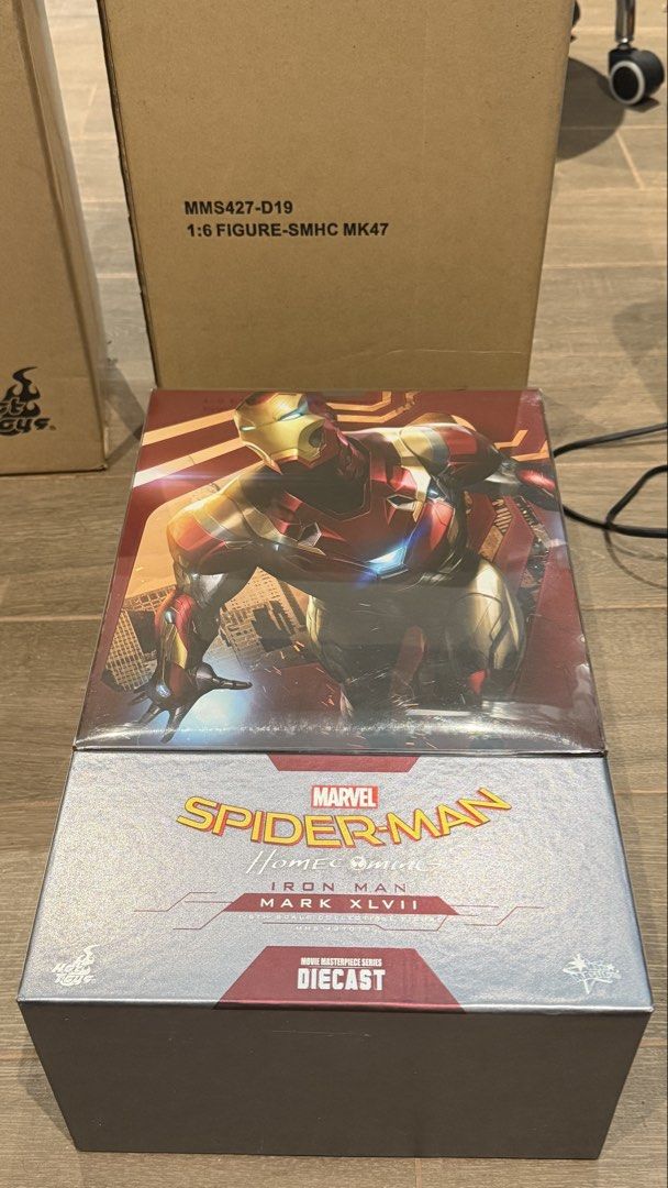 Hot Toys Ironman Mark 47 (Category: Figurines & Statues) located in Quezon City. Submitted by abubut.atbp (Listing ID 1464581022, Image 1). Description: BIB condition for the figure. All accessories, stand, batteries have never been used. Has some paint chips in the groin part (see 3rd photo) Still comes with the brown box Location: Valleygolf Antipolo .